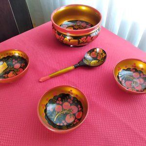 Host Pick ~Deal ~ 3 Handmade Wooden Bowls, Vintage, Made in Ukraine